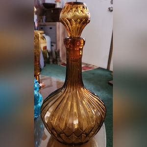 MCM Vintage Empoli Amber Glass Genie Bottle